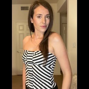 Black and White Striped Tube Top